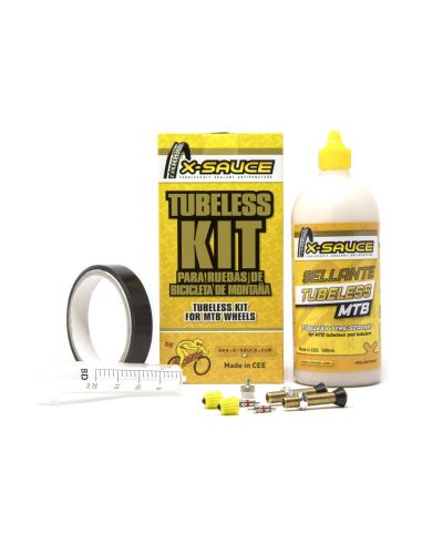 KIT TUBELESS MTB X-SAUCE VÁLVULA GORDA - CINTA NEGRA