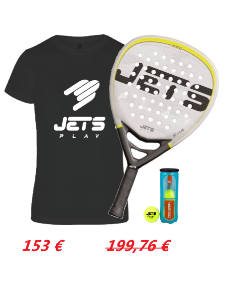 Pack Pala JetsPlay F14 + Camiseta JetsPlay + Bote de bolas JetsPlay PRO